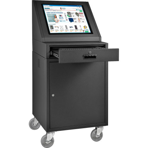 LCD Mobile Console Computer Cabinet - Black