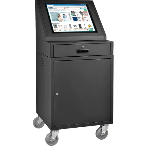 Global Industrial Mobile LCD Console Computer Cabinet, Black 273115BK