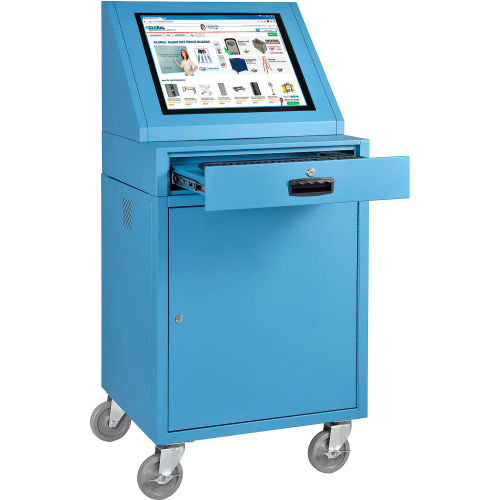 LCD Mobile Console Computer Cabinet - Blue
