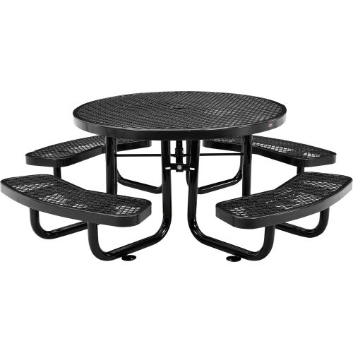 Global Industrial 46in Child Size Round Outdoor Steel Picnic Table - Expanded Metal - Black
																			