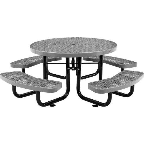 Global Industrial 46in Child Size Round Outdoor Steel Picnic Table - Expanded Metal - Gray