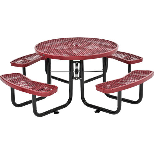 46 in. Round Expanded Metal Picnic Table Red