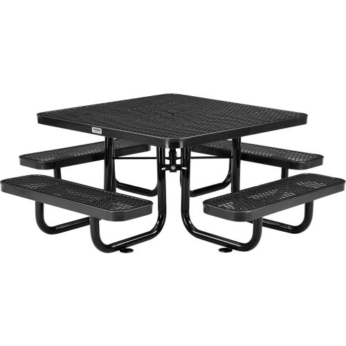 Global Industrial 46in Child Size Square Outdoor Steel Picnic Table - Expanded Metal - Green