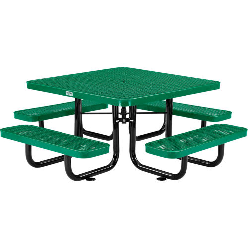 Global Industrial 46in Child Size Square Outdoor Steel Picnic Table - Expanded Metal - Green