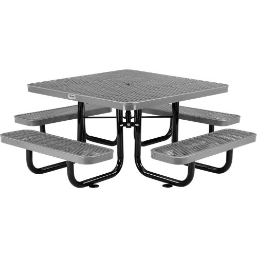 Global Industrial 46in Child Size Square Outdoor Steel Picnic Table - Expanded Metal - Gray