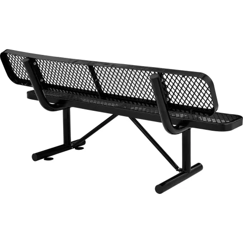 Global Industrial™ 6' Outdoor Bench with Back, Vertical Steel Slat