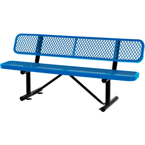 blue metal bench