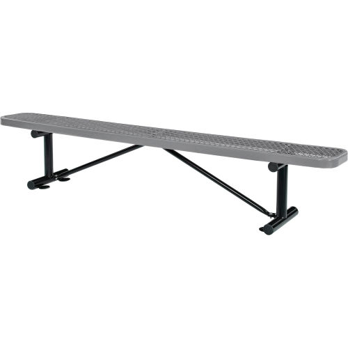 96in Expanded Metal Steel Bench - No Back - Top Plank Gray