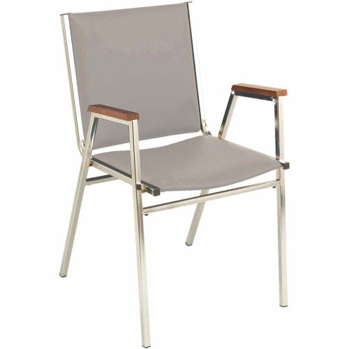 KFI Stack Chair With Arms - Vinyl -2" thick Seat Light Gray Vinyl
