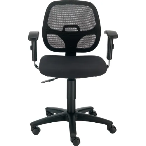 Interion® Office Chair With Mid Back & Adjustable Arms, Black, Black