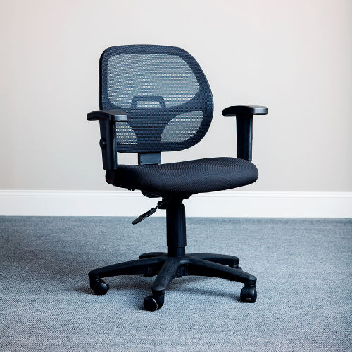 Mesh Office Chair with Arms - Fabric - Black
																			