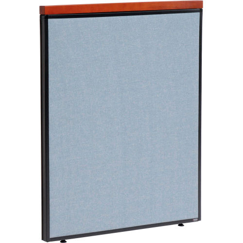36 W X 43 H Deluxe Office Partition Panel, Blue with Cherry Wood Accent