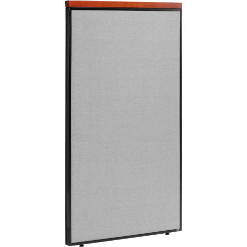 36 W X 61 H Deluxe Office Partition Panel, Gray with Cherry Wood Accent
