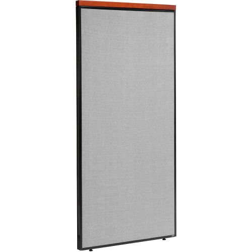 36 W X 73 H Deluxe Office Partition Panel, Gray with Cherry Wood Accent