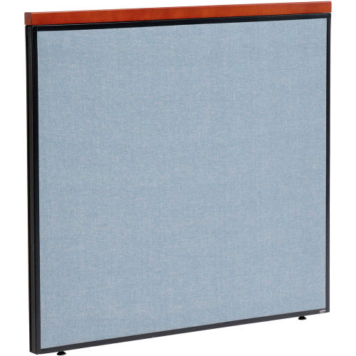 48 W X 43 H Deluxe Office Partition Panel, Blue with Cherry Wood Accent
