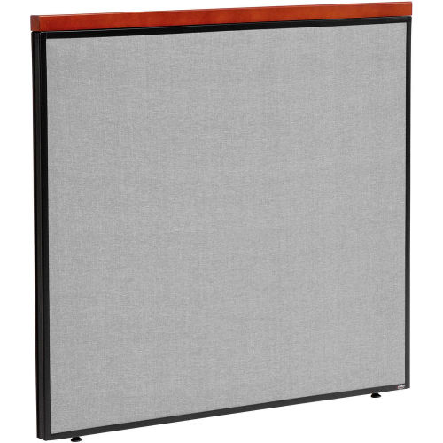 48 W X 43 H Deluxe Office Partition Panel, Gray with Cherry Wood Accent