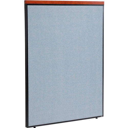 48 W X 61 H Deluxe Office Partition Panel, Blue with Cherry Wood Accent