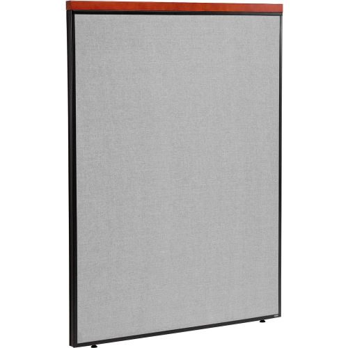 48 W X 61 H Deluxe Office Partition Panel, Gray with Cherry Wood Accent
