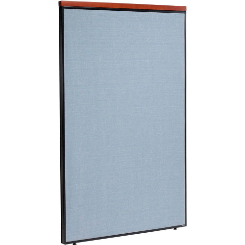 48 W X 73 H Deluxe Office Partition Panel, Blue with Cherry Wood Accent