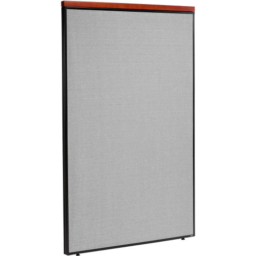 48 W X 73 H Deluxe Office Partition Panel, Gray with Cherry Wood Accent