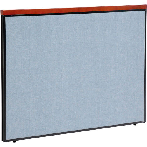 60 W X 43 H Deluxe Office Partition Panel, Blue with Cherry Wood Accent