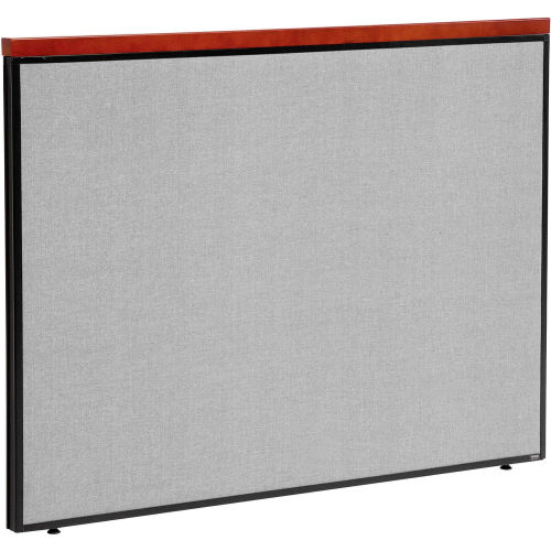 60 W X 43 H Deluxe Office Partition Panel, Gray with Cherry Wood Accent