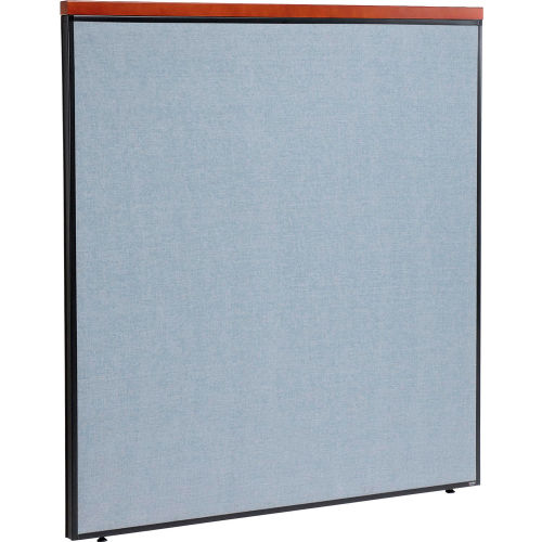 60 W X 61 H Deluxe Office Partition Panel, Blue with Cherry Wood Accent