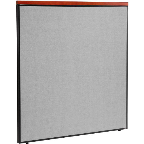 60 W X 61 H Deluxe Office Partition Panel, Gray with Cherry Wood Accent