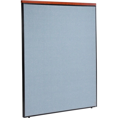60 W X 73 H Deluxe Office Partition Panel, Blue with Cherry Wood Accent