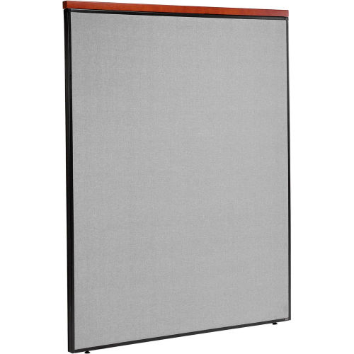 60 W X 73 H Deluxe Office Partition Panel, Gray with Cherry Wood Accent
