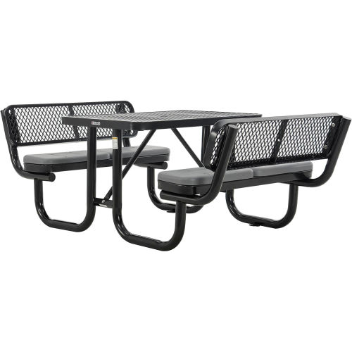 Global Industrial™ 4' Rectangular Picnic Table W/ Backrests & Cushions ...