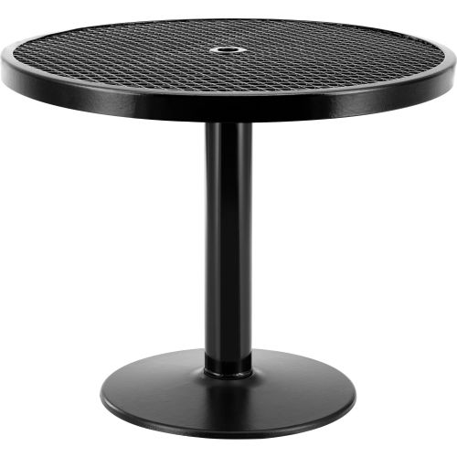 Global Industrial 36in Round Outdoor Food Court Pedestal Café Table, 29in Height, Black