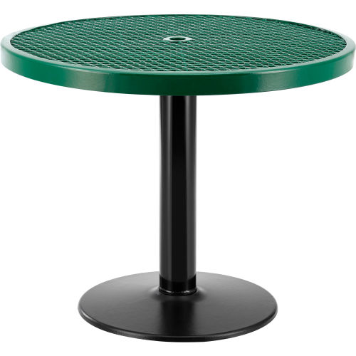 Global Industrial 36in Round Outdoor Food Court Pedestal Café Table, 29in Height, Green