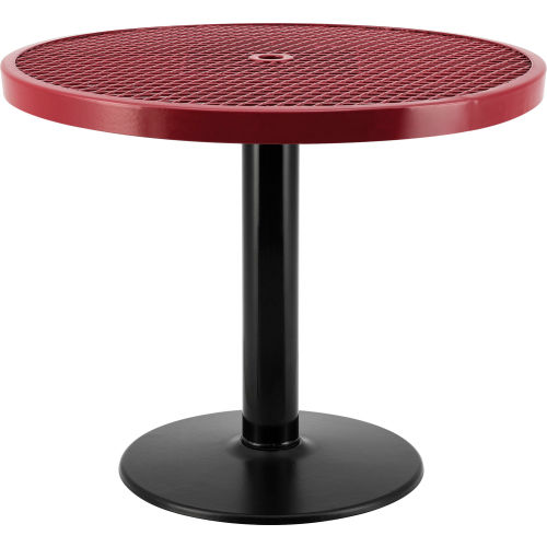 Global Industrial 36in Round Outdoor Food Court Pedestal Café Table, 29in Height, Red