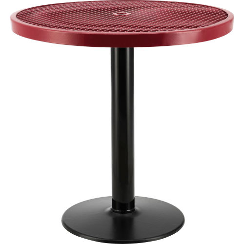 Global Industrial 36in Round Outdoor Food Court Pedestal Counter Table, 36in Height, Red