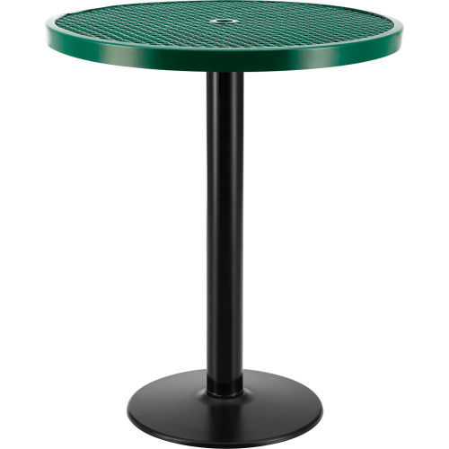 Global Industrial 36in Round Outdoor Food Court Pedestal Bar Table, 42in Height, Green