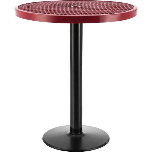 Global Industrial 36in Round Outdoor Food Court Pedestal Bar Table, 42in Height, Red