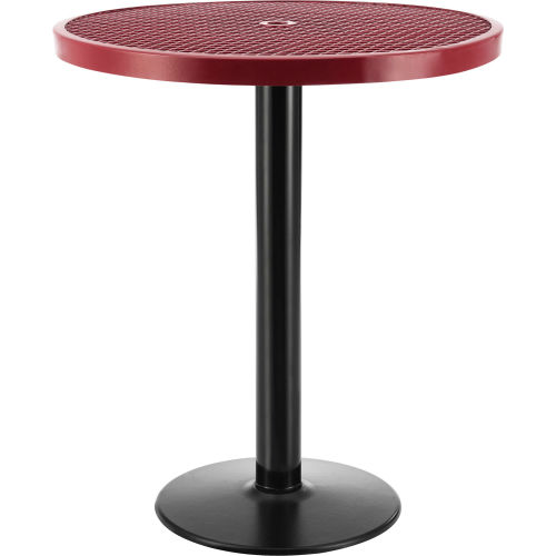 Global Industrial 36in Round Outdoor Food Court Pedestal Bar Table, 42in Height, Red