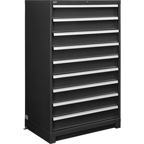 Global™ Modular Drawer Cabinet, 9 Drawers, w/Lock, w/o Dividers, 36"Wx24"Dx57"H Black