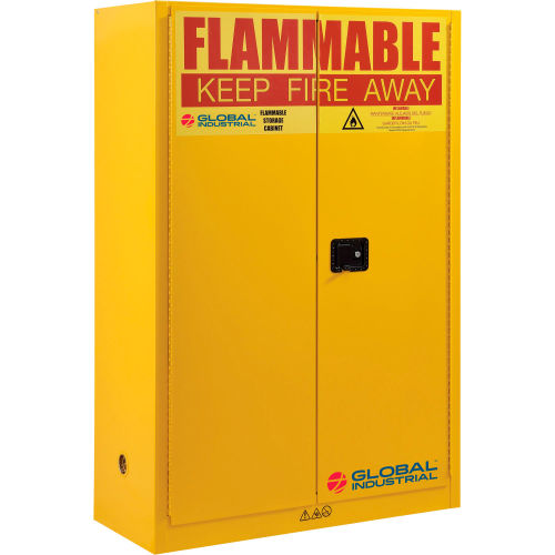 Global Industrial™ Flammable Cabinet, Manual Close Double Door, 45 Gallon, 43Wx18Dx65H