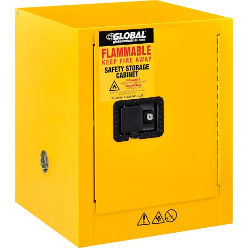 Global Industrial Flammable Cabinet, Manual Close Single Door, 4 Gallon