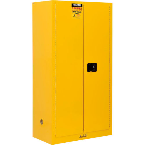Global Industrial™ Flammable Cabinet, 44 Gallon Manual Close Double Door, 34W x 18D x 65H
																			