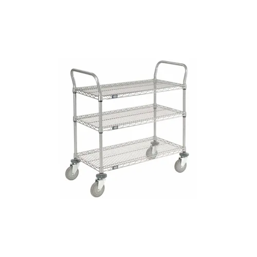 Nexel 2 Wire Shelves Utility Cart, Pneumatic Wheel Casters, Chrome Finish,  21W x 30L