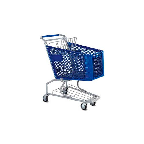 VersaCart&#174; Blue Plastic Shopping Cart 3.5 Cu. Foot Capacity 102-085-DBL-BH