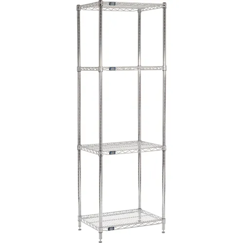 Nexel® 4 Shelf, Chrome Wire Shelving Unit, Starter, 24"W x 18"D x 74"H