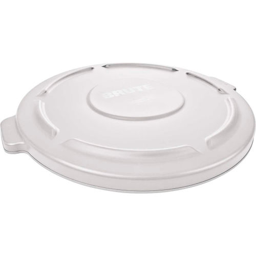 Flat Lid For 32 Gallon Round Trash Container - White