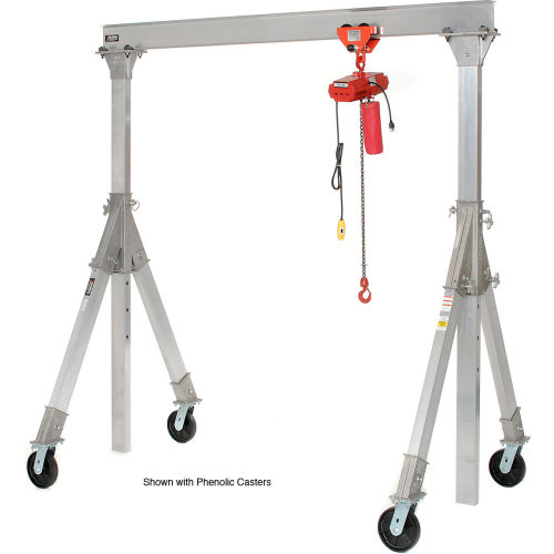 Adjustable Height Aluminum Gantry Crane, 10'W x 10'12'6"H, Pneumatic