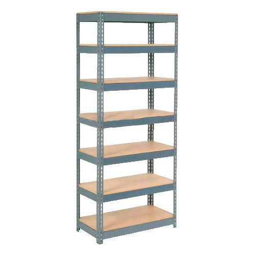 Global Industrial&#153; Extra Heavy Duty Shelving 36&quot;W x 12&quot;D x 96&quot;H With 7 Shelves, Wood Deck, Gry