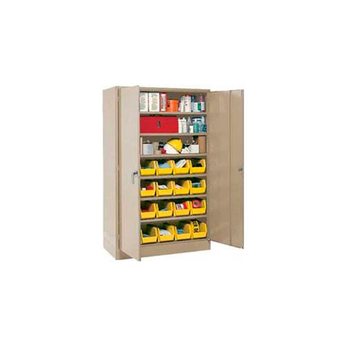 Global Industrial™ Locking Storage Cabinet 48x24x78, 24 YL Stacking Bins, 6 Shelves Unassembled