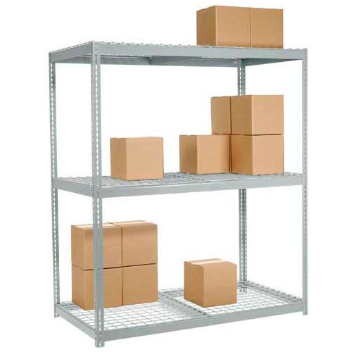 Global Industrial™ Wide Span Rack 48Wx24Dx96H, 3 Shelves Wire Deck 1200 Lb Cap. Per Level, Gray
